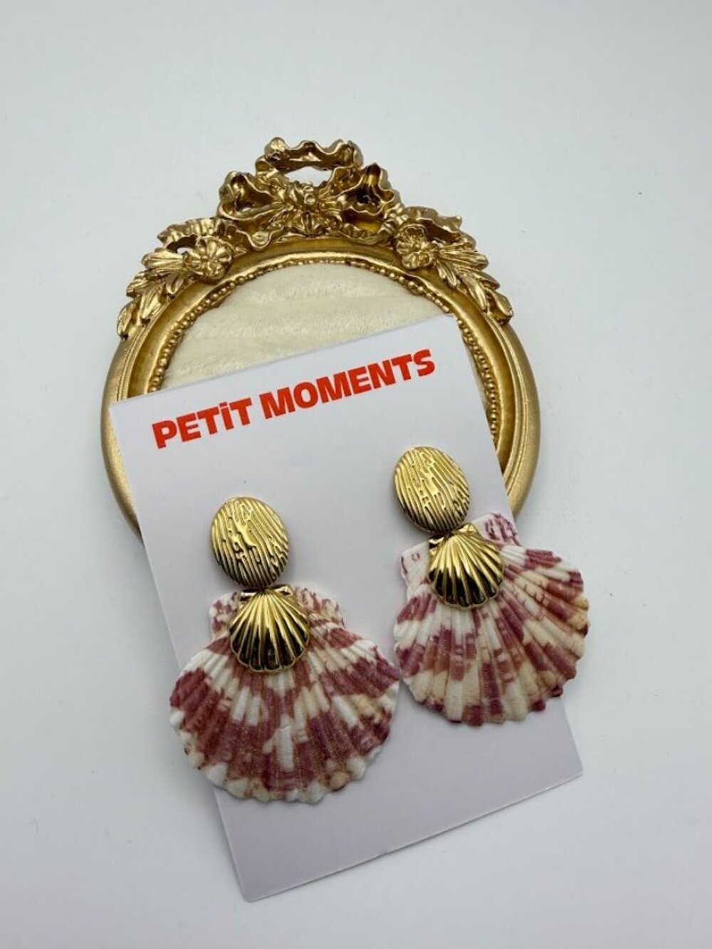 Petit Moments Embellished Shell Earrings - Gold NWT - Picture 2 of 3